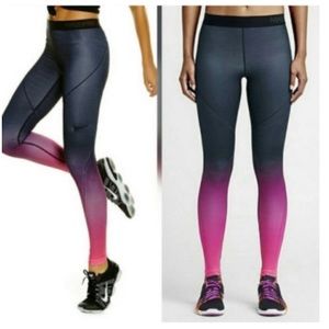 Nike Pro Hyperwarm dri fit leggings Pink&back